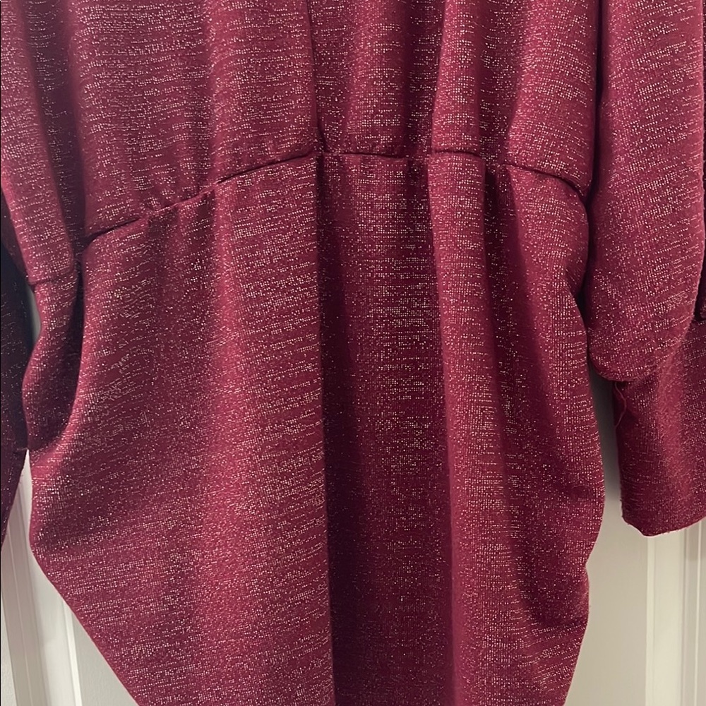 Lane Bryant Red Long Sleeve Tunic with Mandarin Collar - Picture 5 of 15